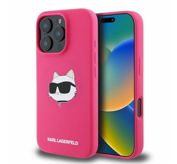 Karl Lagerfeld Silicone Choupette Head Print Apple iPhone 16 Pro Max Magsafe kompatibilis hátlap tok, rózsaszín akciós termékkép 1