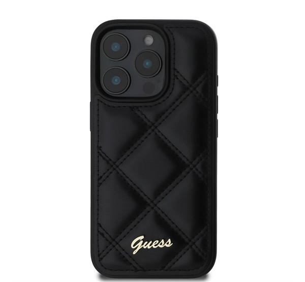 Guess PU Leather Quilted Apple iPhone 16 Pro hátlap tok, fekete akciós termékkép 1