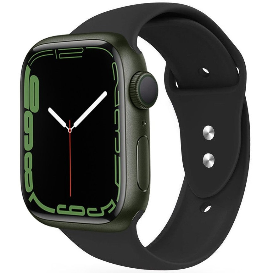 Apple Watch 4-6, SE, SE (2022) (38 / 40 mm) / Watch 7-9 (41 mm), szilikon pótszíj, állítható, két lyukas rögzítés, TP IconBand, fekete akciós termékkép 1