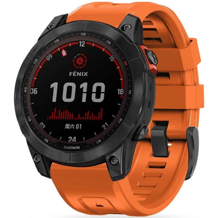 Garmin Fenix 3 / 3 HR / 5X / 5X Plus / 6X / 6X Pro / 7X, szilikon pótszíj, állítható, TP IconBand, narancssárga akciós termékkép 1