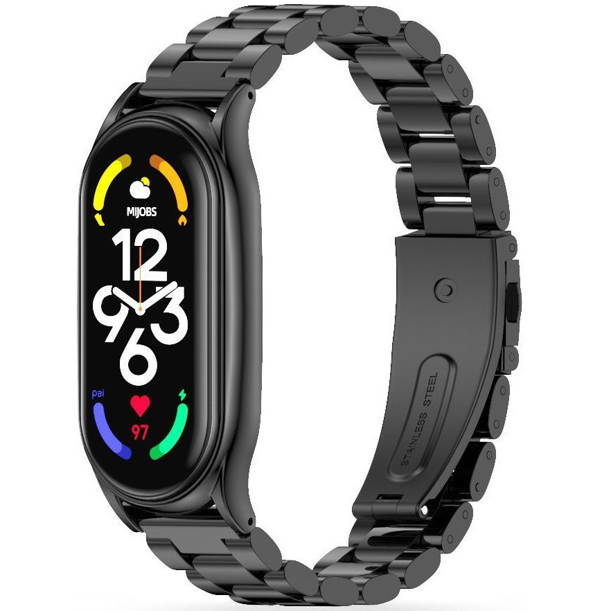 Xiaomi Mi Smart Band 7, fém pótszíj, TP Stainless, fekete akciós termékkép 1