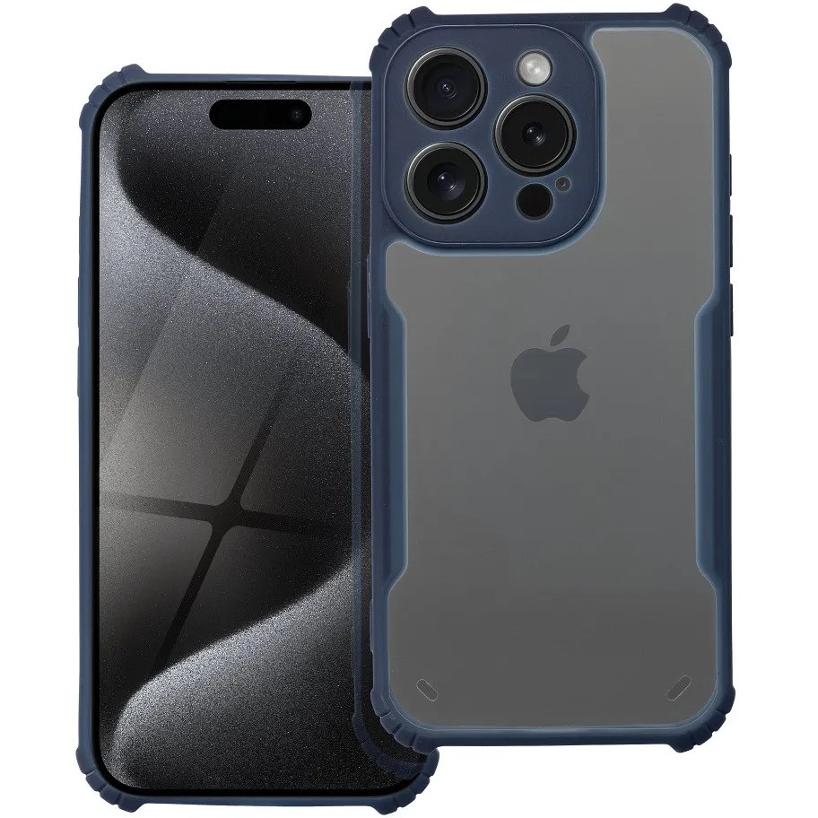 Motorola Edge 50 Fusion, Szilikon tok, közepesen ütésálló, légpárnás sarok, akril hátlap, Anti-Drop Case, átlátszó/sötétkék akciós termékkép 1