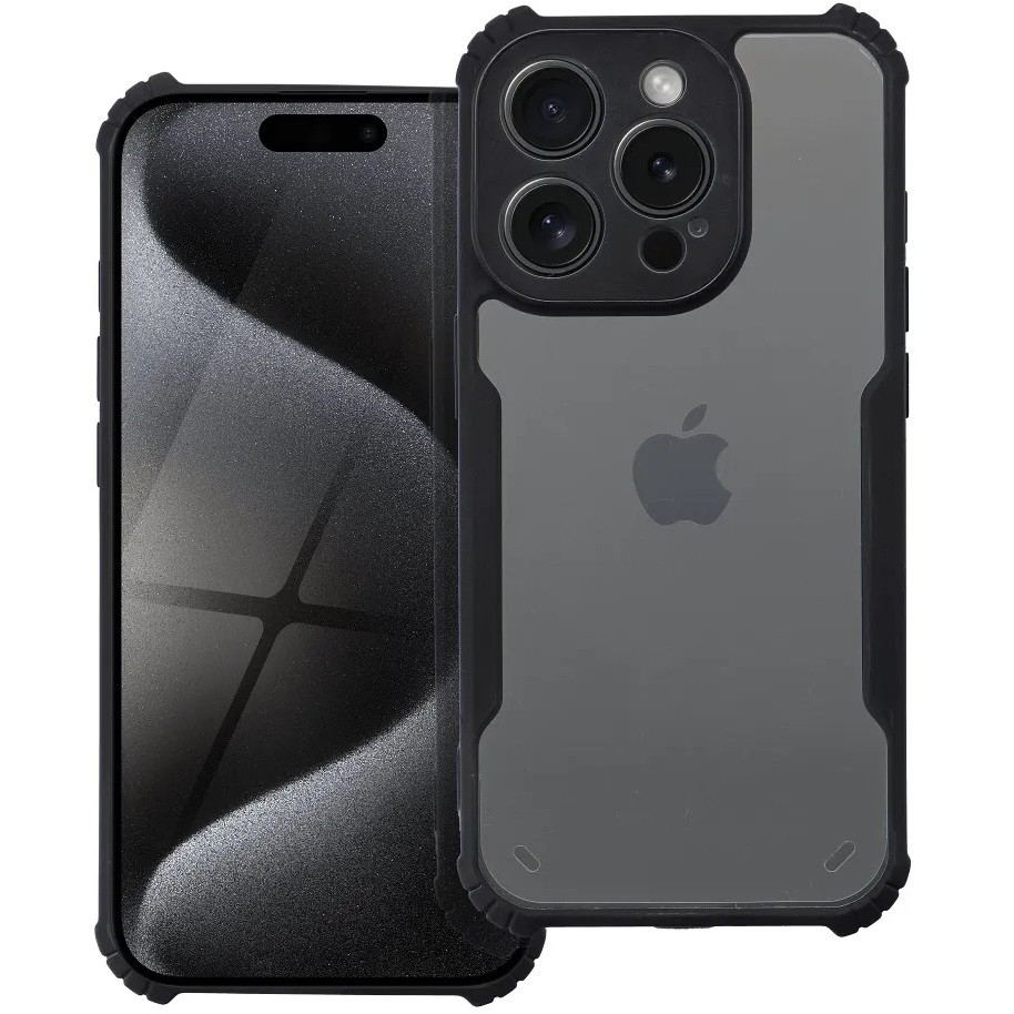 Realme C63 4G, Szilikon tok, közepesen ütésálló, légpárnás sarok, akril hátlap, Anti-Drop Case, átlátszó/fekete akciós termékkép 1