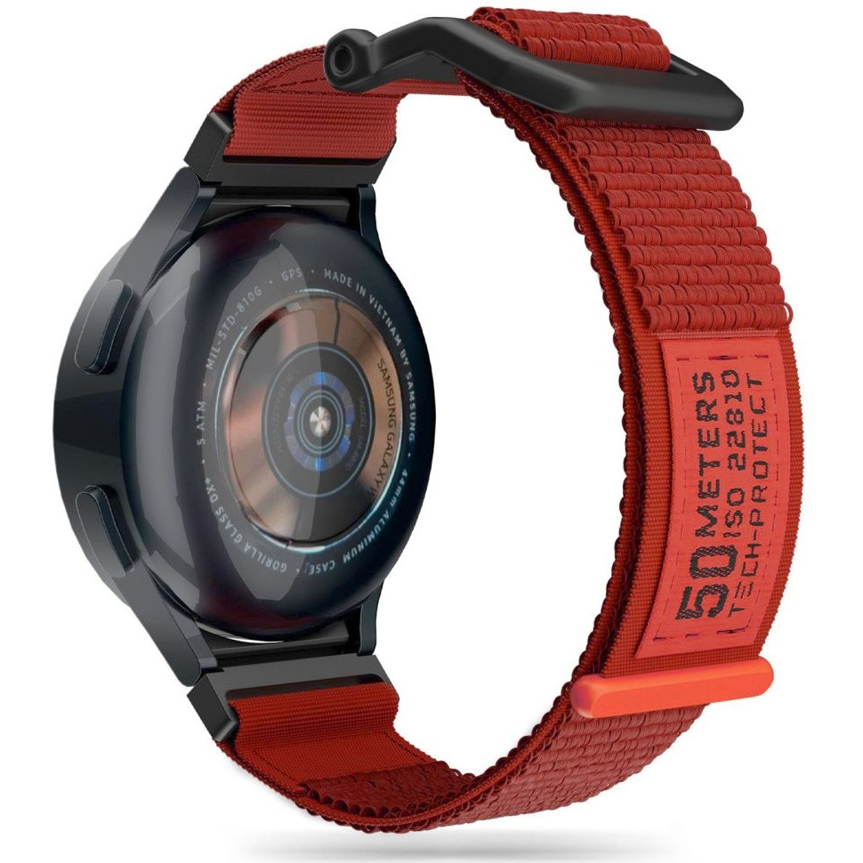 Samsung Galaxy Watch 4 / 5 / 5 Pro / 6 (40 / 44 / 45mm) / Watch 4 Classic / 6 Classic (42 / 43 / 46mm), textíl pótszíj, nylon, állítható, TP Scout, narancssárga akciós termékkép 1
