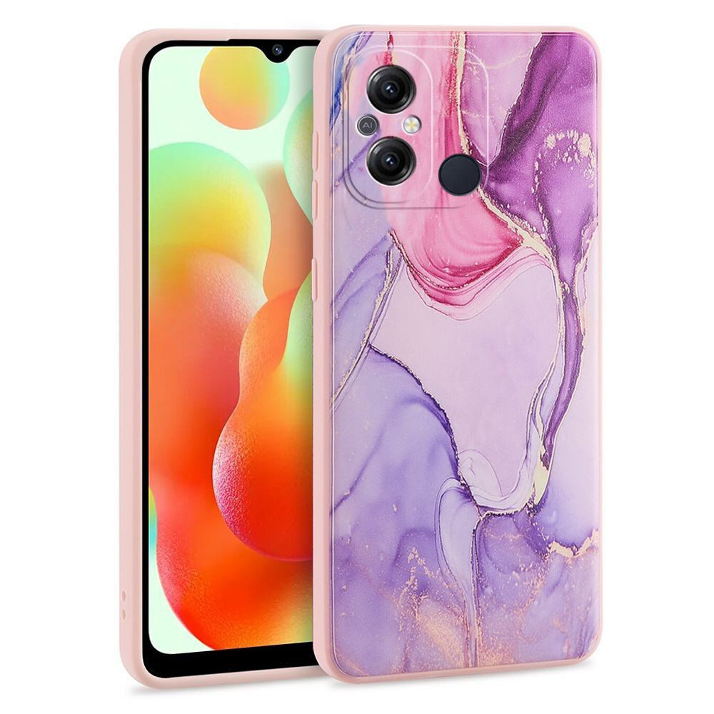 Xiaomi Redmi 12C, Szilikon tok, márvány minta, TP Mood, lila akciós termékkép 1
