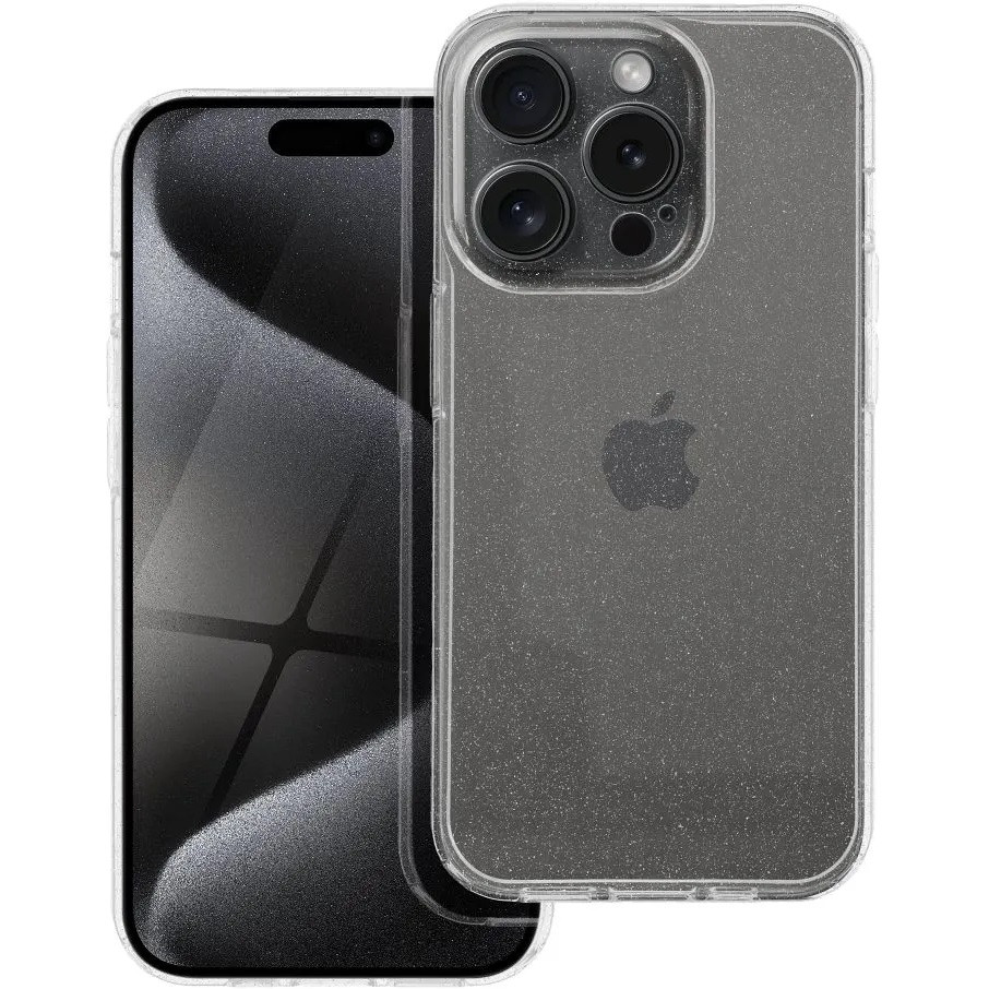 Apple iPhone 16 Pro, Szilikon tok, 2 mm vastag, csillogó hátlap, átlátszó akciós termékkép 1