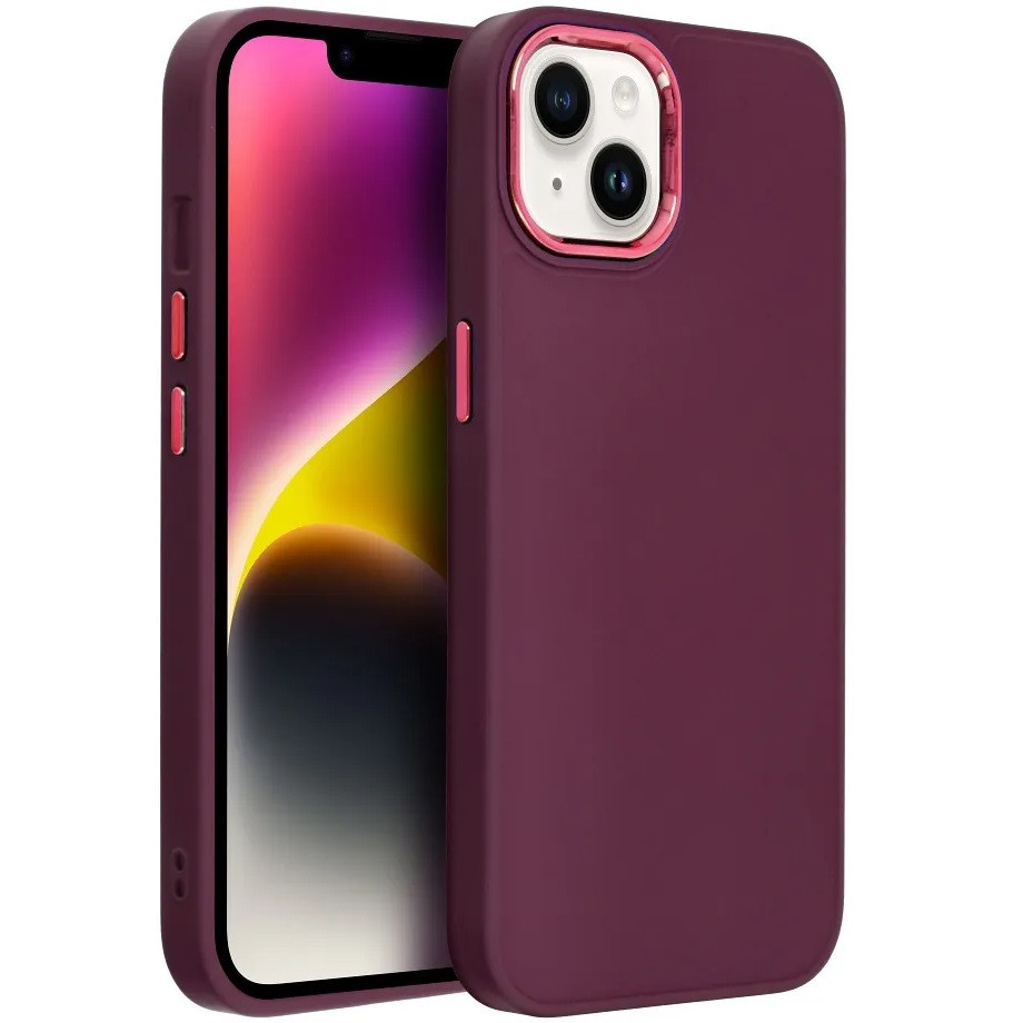 Apple iPhone 16 Pro Max, Szilikon tok, közepesen ütésálló, fémhatású kamera keret, Frame Case, lila akciós termékkép 1