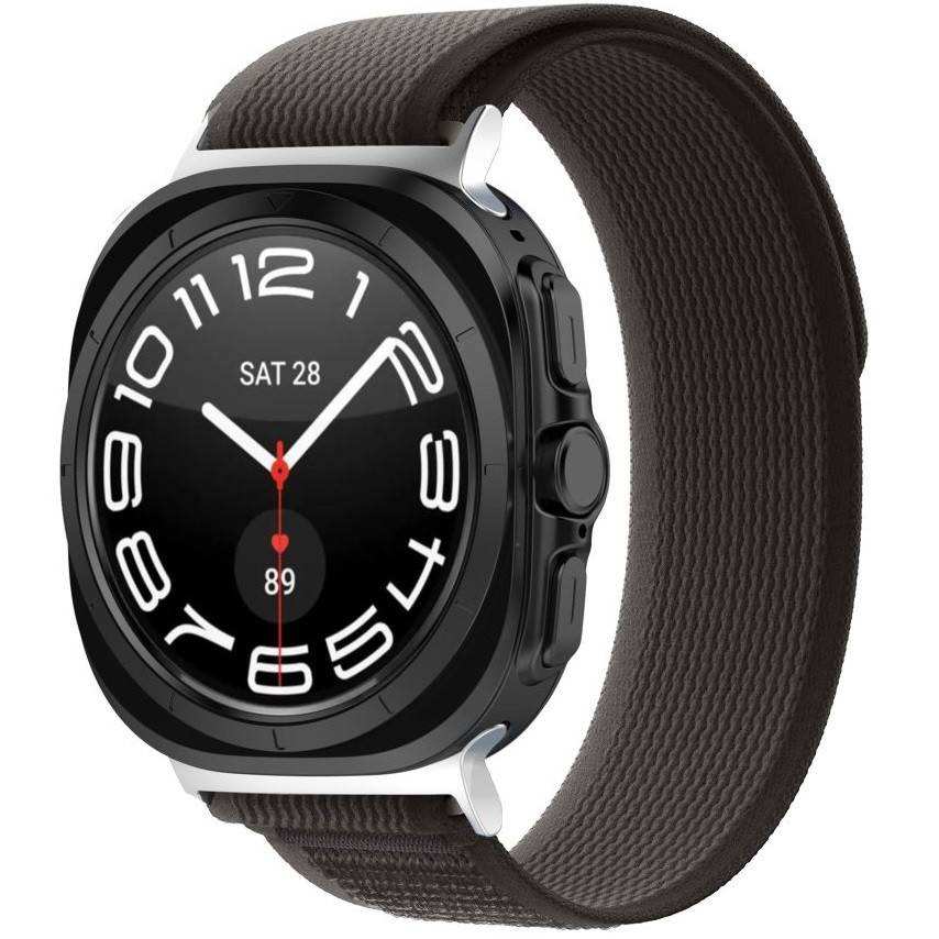 Samsung Galaxy Watch Ultra (47mm) SM-L705, textíl pótszíj, nylon, állítható, légáteresztő, TP Nylon, fekete/narancssárga akciós termékkép 1