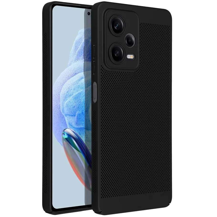 Samsung Galaxy S25 SM-S931, Műanyag hátlap védőtok, légáteresztő, lyukacsos minta, Breezy, fekete akciós termékkép 1