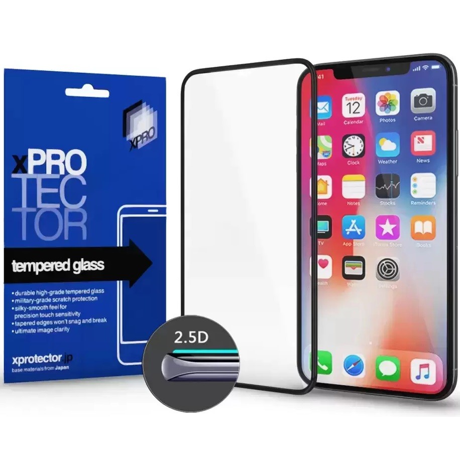 Apple iPhone 13 Mini, Kijelzővédő, ütésálló fólia (az íves részre is!), Tempered Glass (edzett üveg), Xprotector, fekete akciós termékkép 1